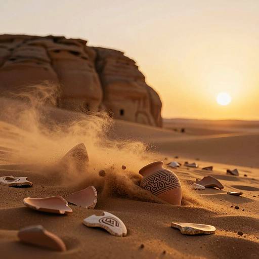 Scooping Golden Sand at Desert Ruins