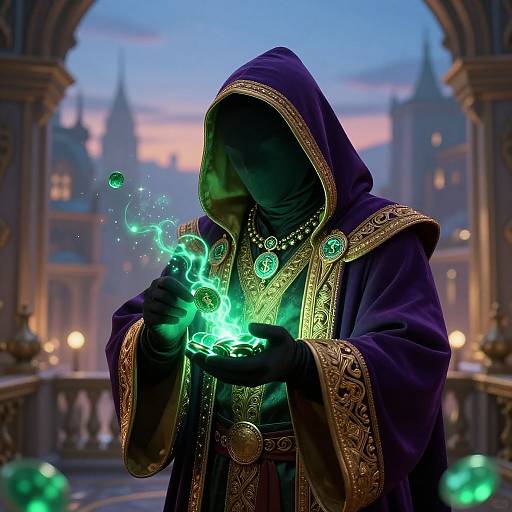 Moneymonger Counting Emerald Coins