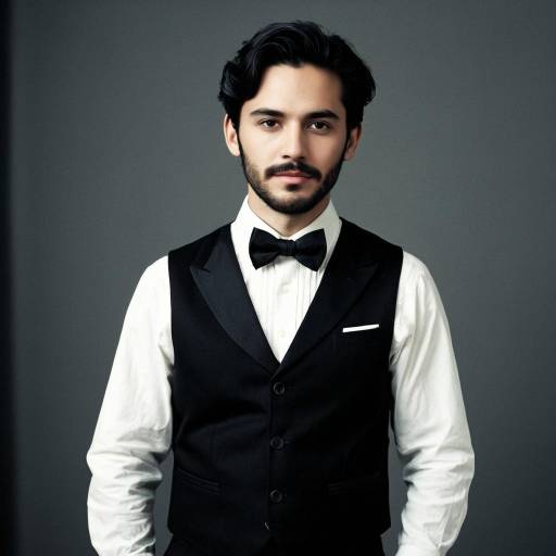 Man in Gala Attire with Black Bowtie