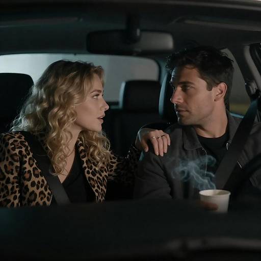 Intimate Car Scene in Dim Light