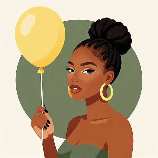 Afrofuturism Woman with Balloon Illustration