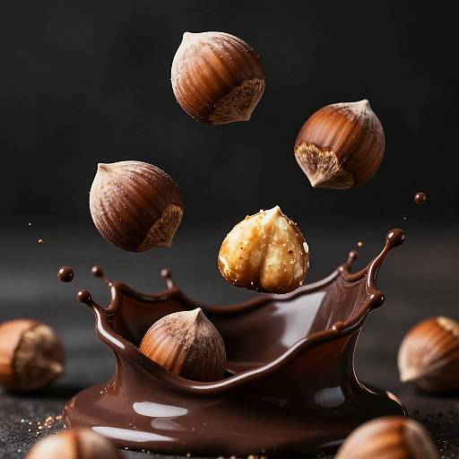 Cinematic Dark Chocolate Hazelnut Splash