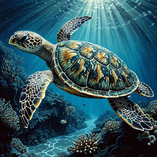 Enchanted Sea Turtle and Fractal Shells