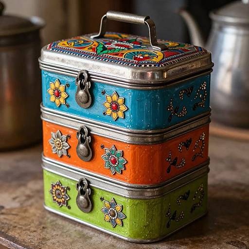Photorealistic Traditional Indian Dabba Lunchbox
