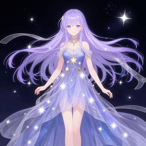 Fantasy Anime Girl with Celestial Theme
