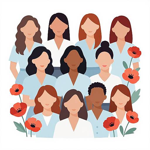 Diverse Women with Poppy Flowers