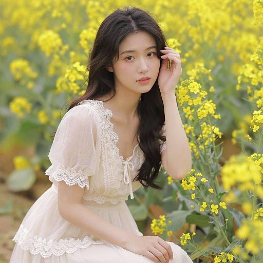 Ethereal Woman in Floral Elegance