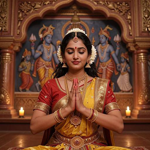 Serene Woman in Traditional Krishna Dance