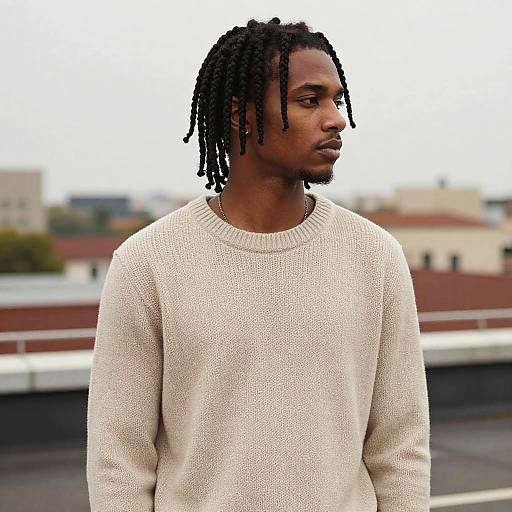 Man with Medium Dreads on Rooftop