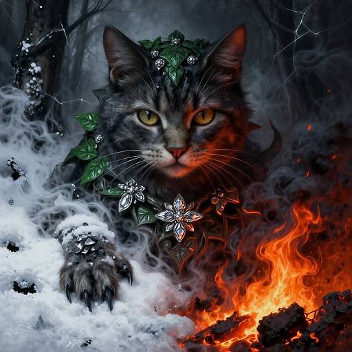 Goddess Cat in Fire and Ice Realm