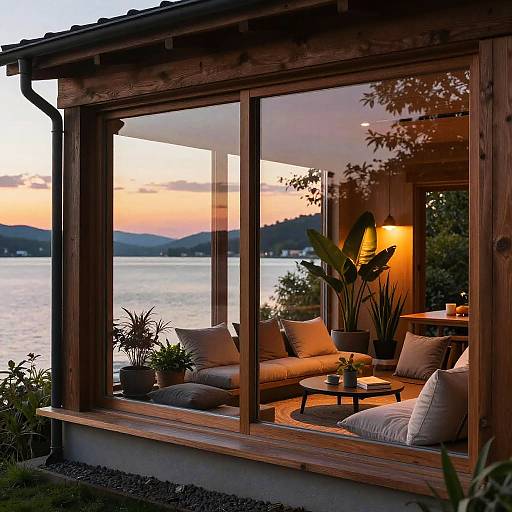 Serene Lakeside House at Dusk