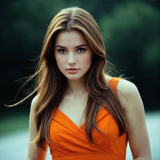 Portrait of Young Woman in Orange Dress