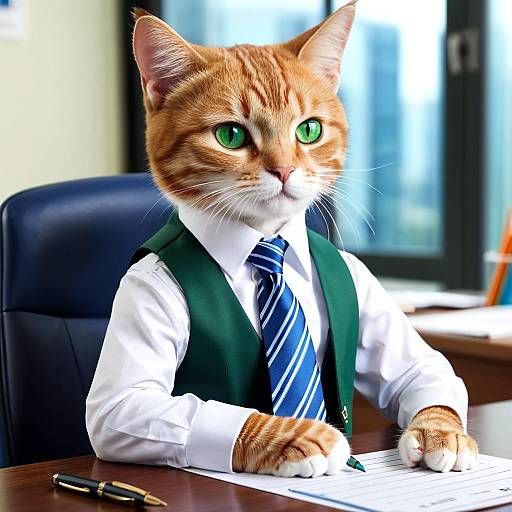 Business Cat in Office Attire