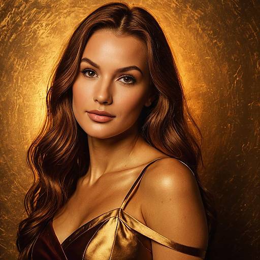 Chic Woman in Gold Dress