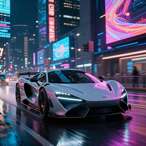 Futuristic Cyberpunk Sports Car Speeding
