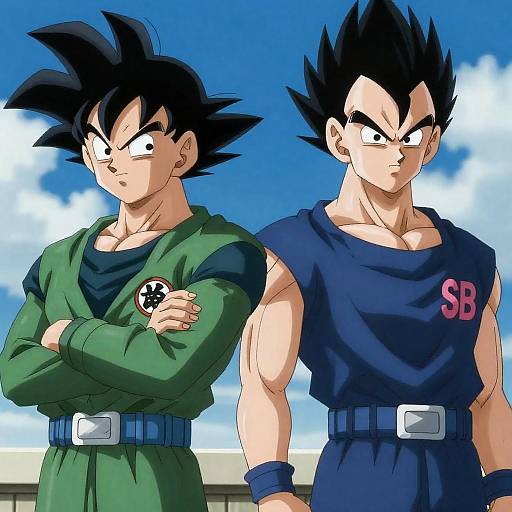 Intense Anime Duo in Colorful Jackets