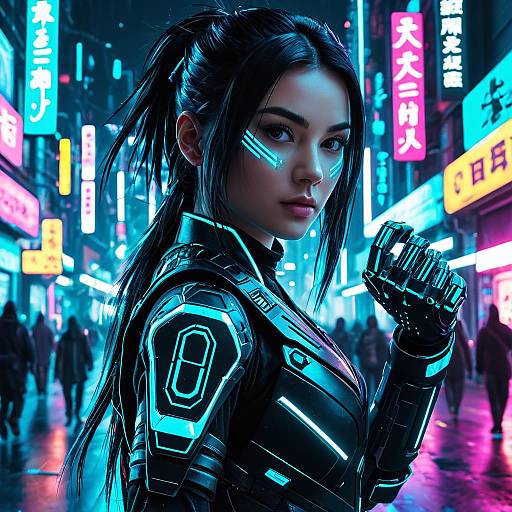 Futuristic Cyber Ninja in Neon World