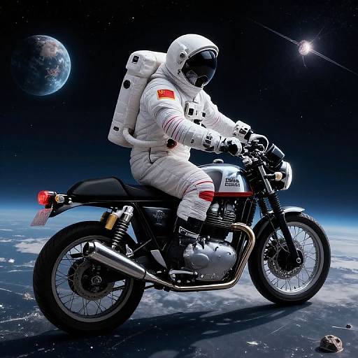 Astronaut Riding Royal Enfield in Space