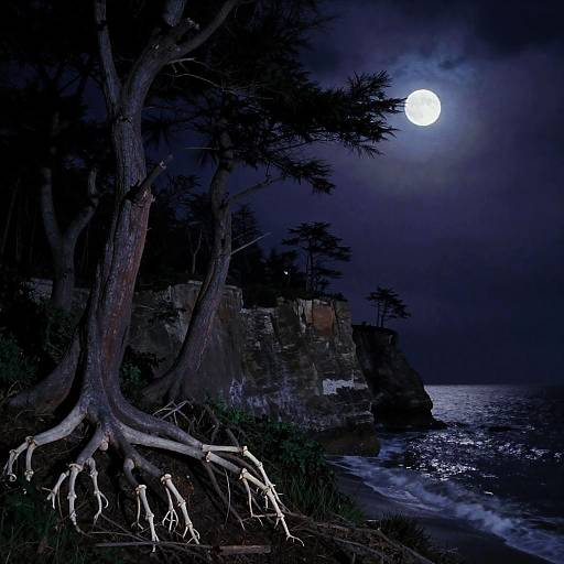 Eerie Moonlit Coastal Cliffs