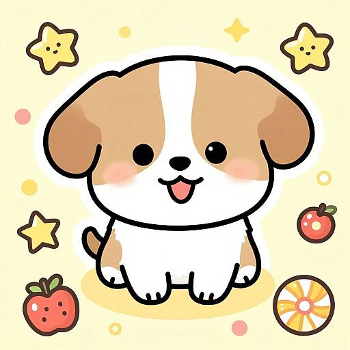Chibi Cute Dog with Toys