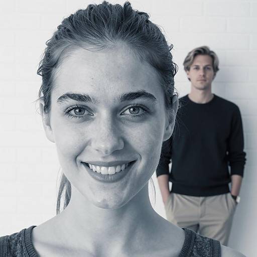 Blue-Toned Portrait with Man by Wall