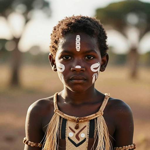 Young Aboriginal Australian Boy with Traditional Body Paint