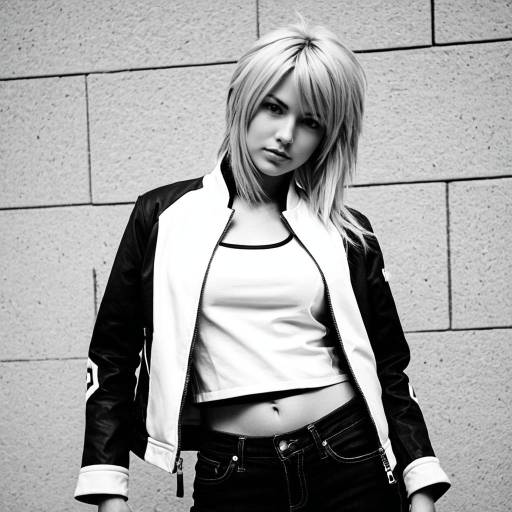 Young Woman in Cosplay Jacket and Crop Top