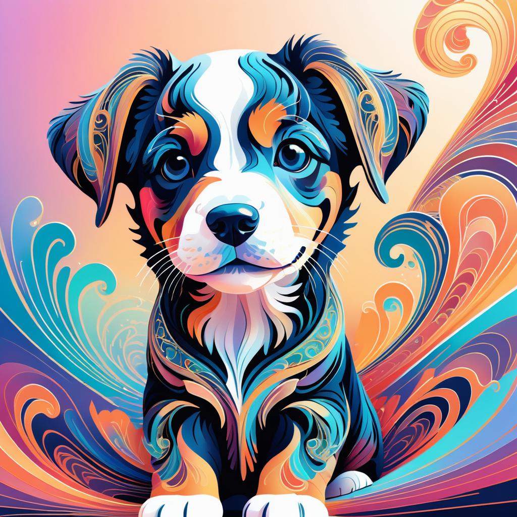 Surreal Playful Puppy in Vibrant Colors