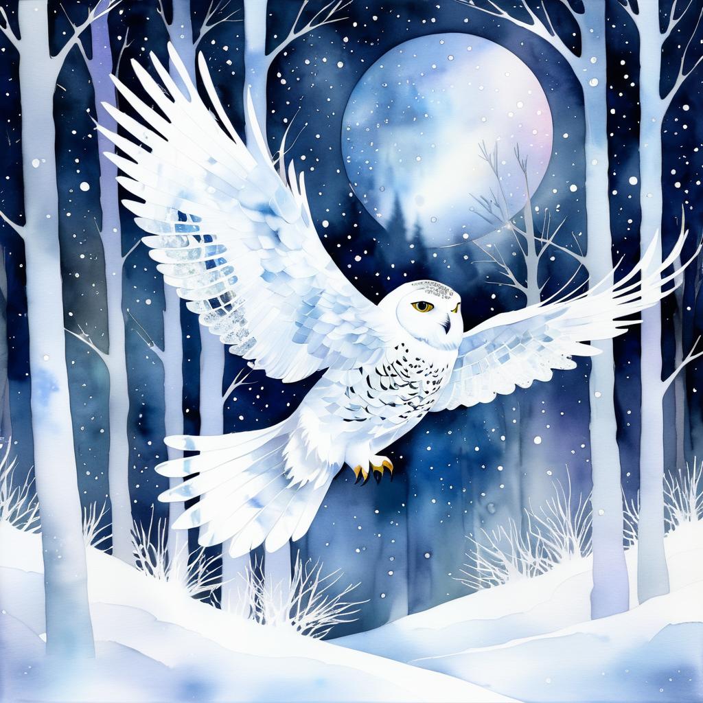 Ethereal Owl in a Moonlit Forest