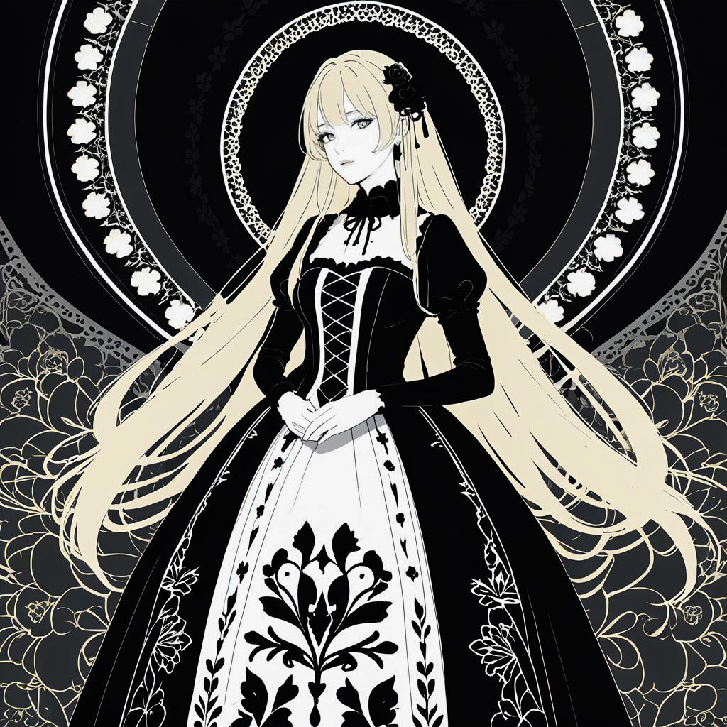 Melancholic Woman in Gothic Lolita Dress