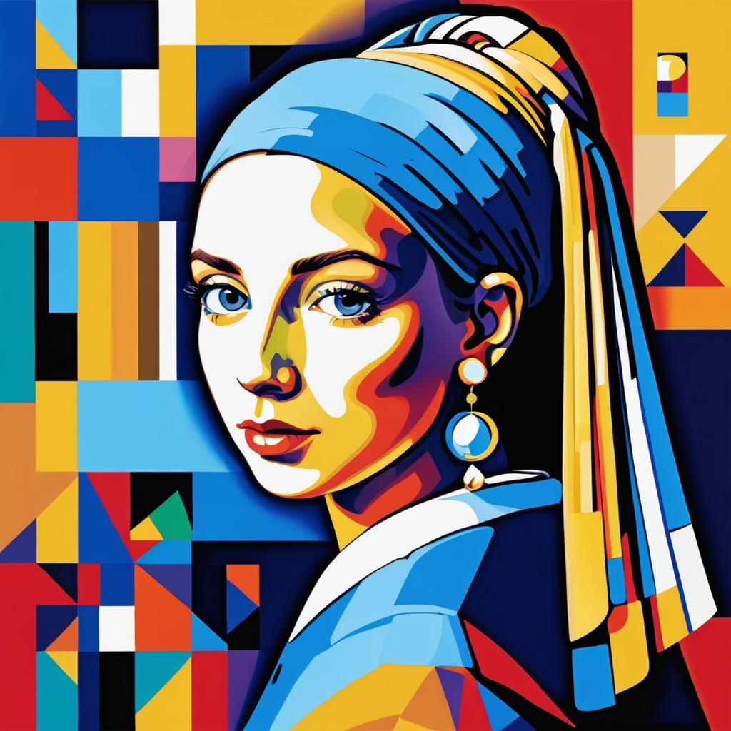 Cubist Tribute to Girl with a Pearl Earring