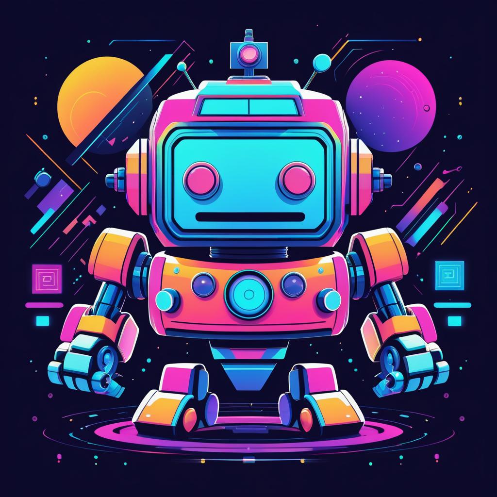 Retro Robot Blockchain T-Shirt Design