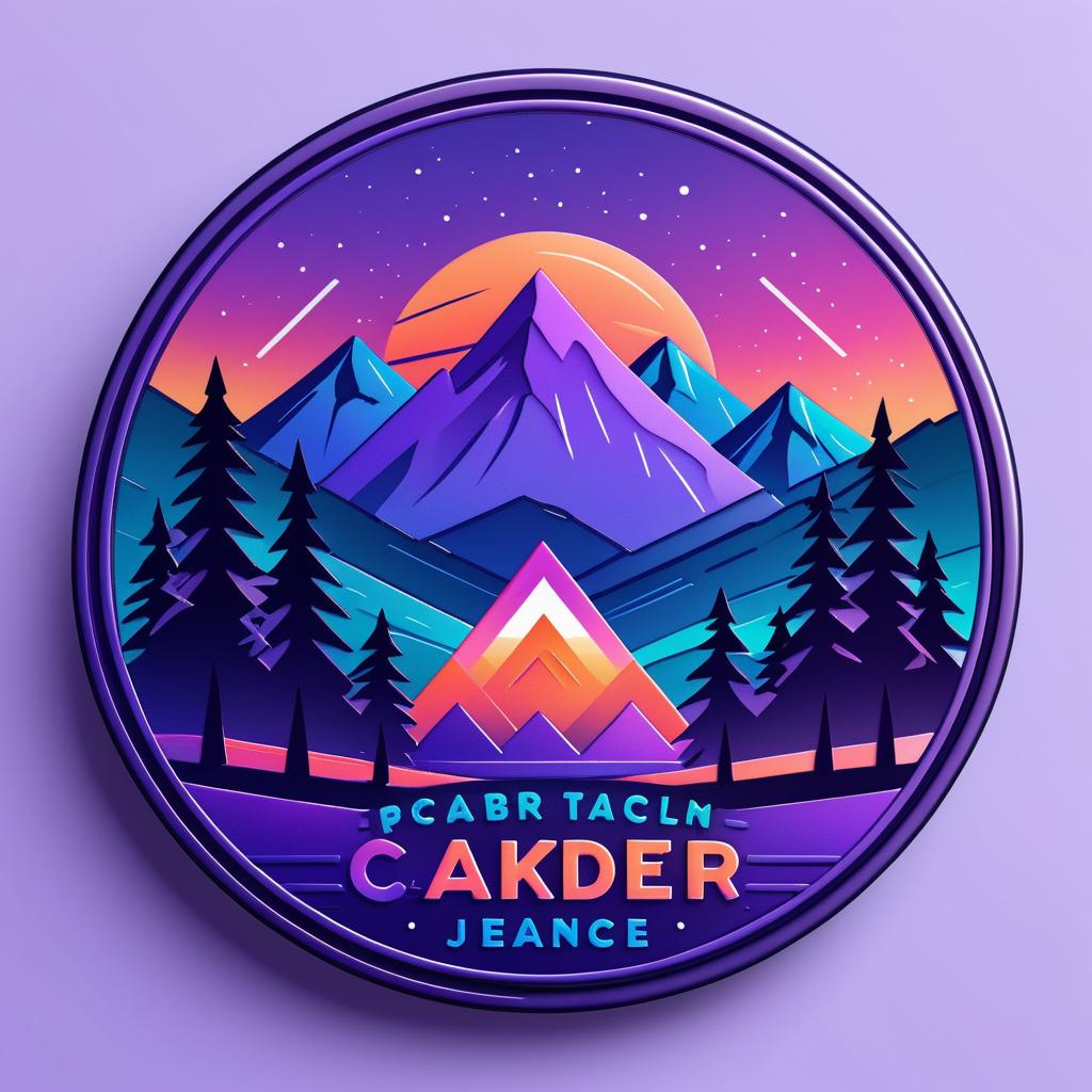 Vibrant Mountain Campsite Badge Logo