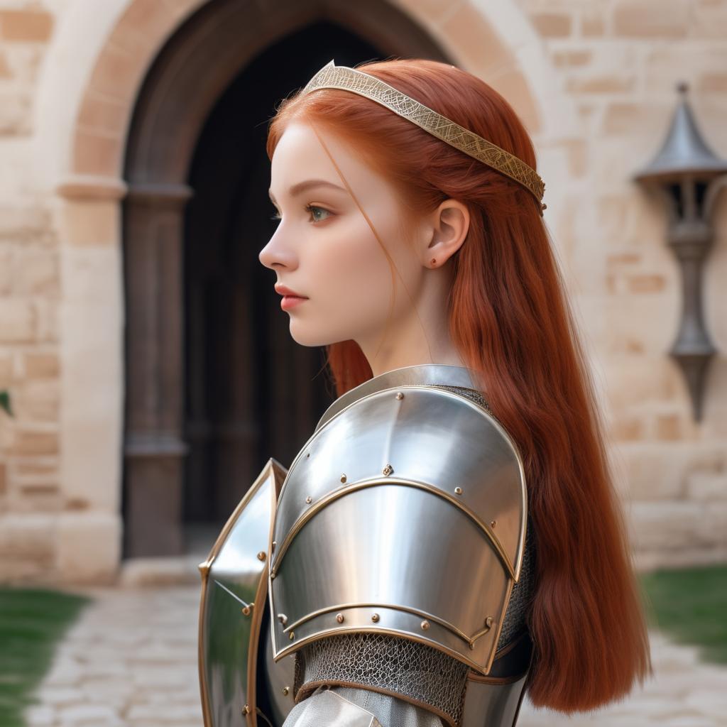 Beautiful Girl in Medieval Armor Portrait