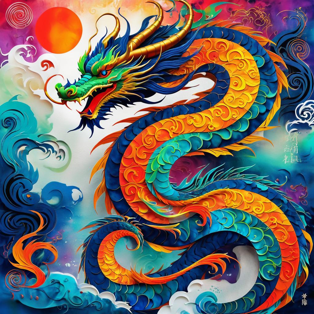 Vibrant Expressionistic Dragon Art