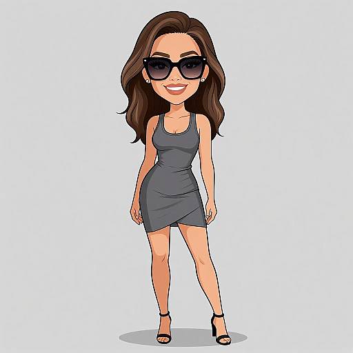 Smiling Woman in Stylish Gray Dress