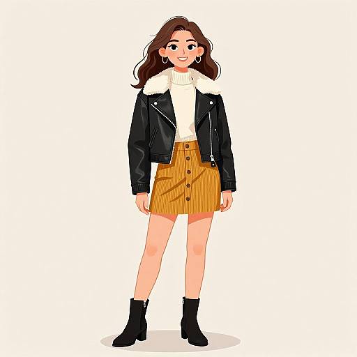 Smiling Woman in Urban Biker Outfit