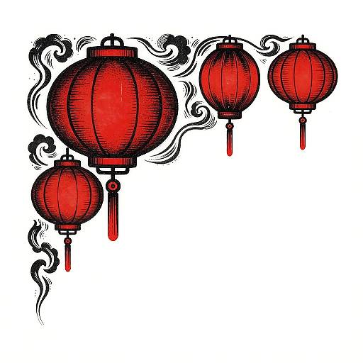 Art Nouveau Lantern Relief Print