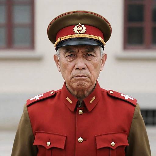 Stern Old Man in Military Uniform