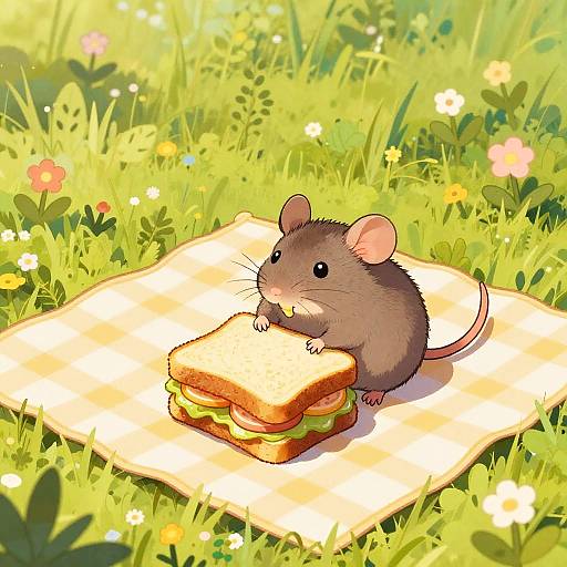 Whimsical Rat Picnic Illustration