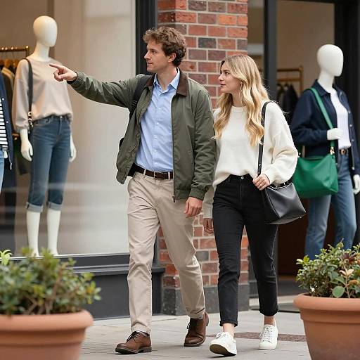 Casual Stroll By a Fashion Storefront