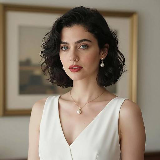 Elegant Woman in White Dress Portrait