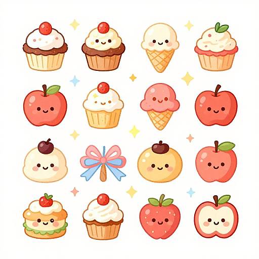 Cute Food Stickers Printable Sheet