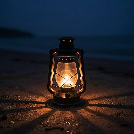 Solitary Lantern on Dusk Shore