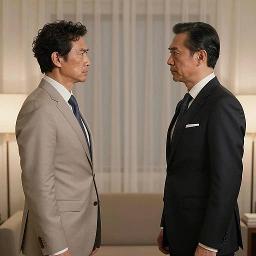 Dramatic Encounter: Two Men in Suits