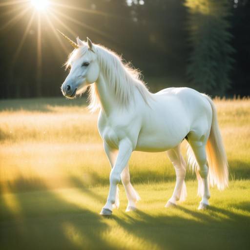 Graceful Unicorn in Sunlit Meadow