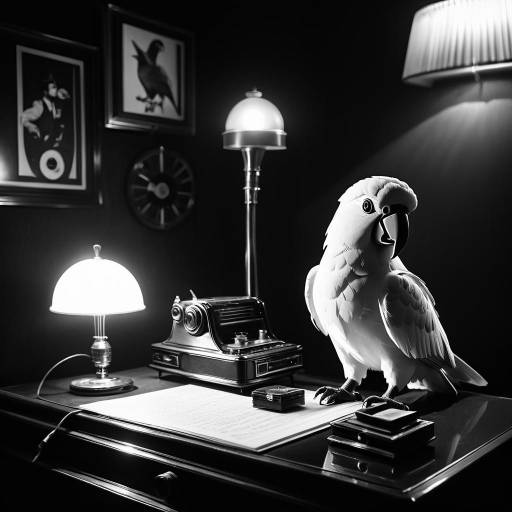 Noir Parrot at Vintage Radio Desk