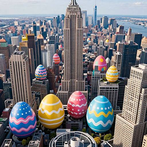 Gigantic Easter Eggs Over Manhattan Aerial