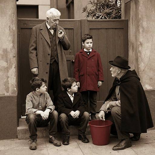 Vintage Urban Moment in Sepia Tone