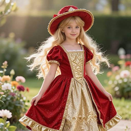 Regal Blonde Lady in Sunlit Garden